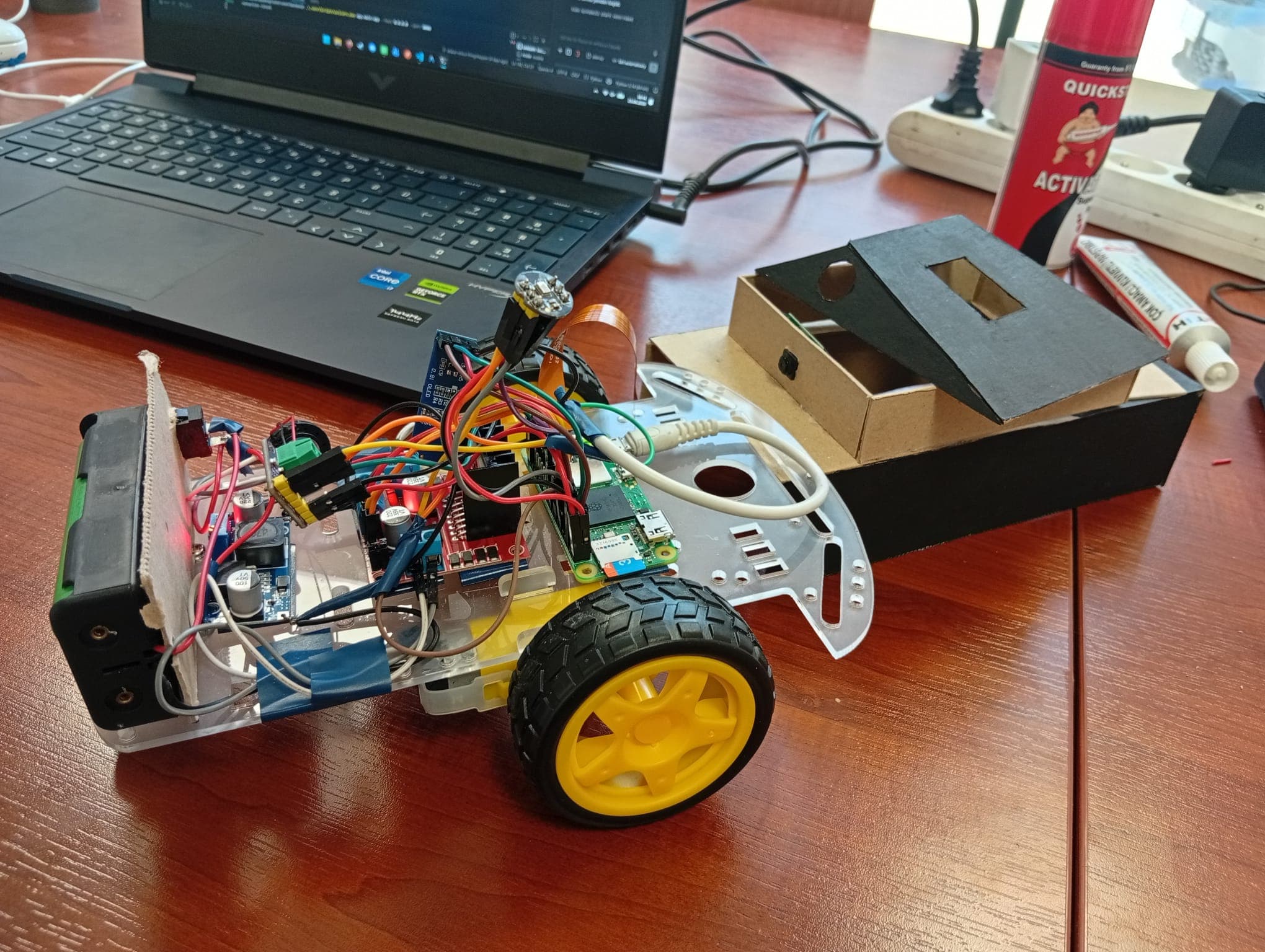 Venn hardware assembly on the 2WD chassis before the enclosure goes on